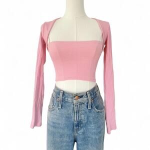 ZARA PINK RIBBED TANK AND BOLERO SET